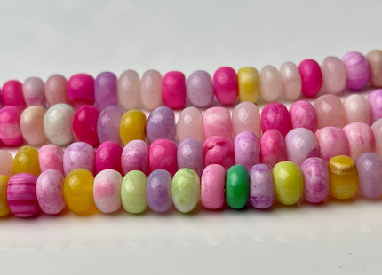 5-9mm Smooth Rondelle Pink Green Yellow Purple Large Hole Opal Gemstone Beads Genuine 1.0mm Hole Natural Peruvian Opal 8 Inches Strand #4362