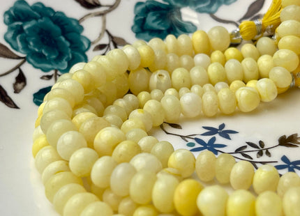 6-10 mm Smooth Rondelle Light Multi Yellow Opal Large Hole Gemstone Beads Hole Size 1.0mm Genuine Peruvian Opal 8 Inches Strand #4364
