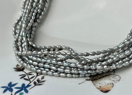 1.5-2x3 mm AA Silver Gray Color Rice Tiny Freshwater Seed Pearls Genuine Freshwater Pearls #P2373