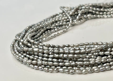1.5-2x3 mm AA Silver Gray Color Rice Tiny Freshwater Seed Pearls Genuine Freshwater Pearls #P2373