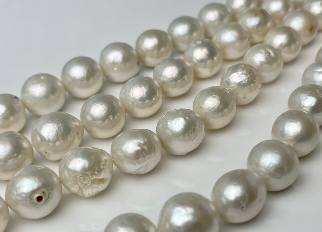 11-13 mm Natural White Edison Freshwater Pearl Beads Cultured Baroque Edison Pearls C Grade #1517