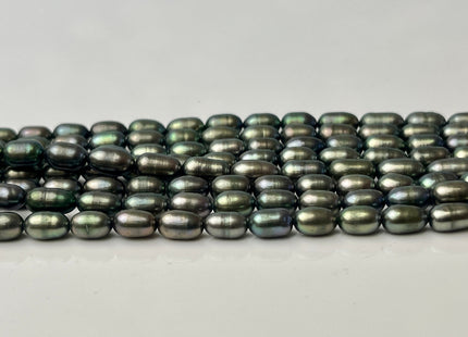 4x6-7 mm Olive Green Tiny Rice/Oval Freshwater Pearl Beads Genuine Long Oval Freshwater Pearl Tiny Seed Beads #P2377