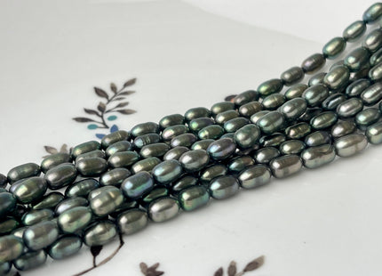 4x6-7 mm Olive Green Tiny Rice/Oval Freshwater Pearl Beads Genuine Long Oval Freshwater Pearl Tiny Seed Beads #P2377