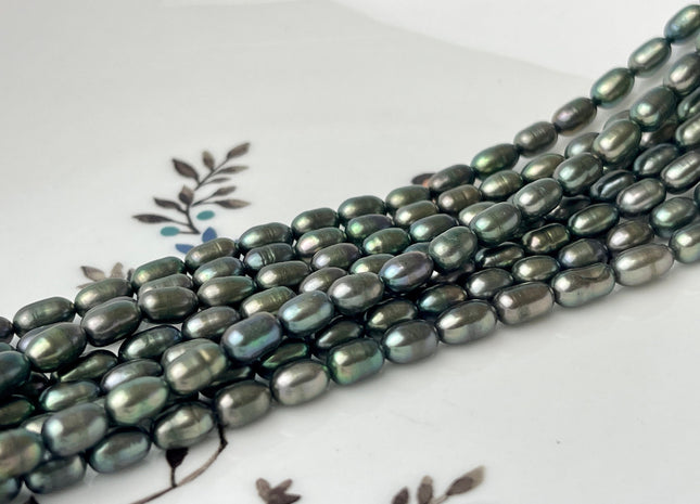 4x6-7 mm Olive Green Tiny Rice/Oval Freshwater Pearl Beads Genuine Long Oval Freshwater Pearl Tiny Seed Beads #P2377