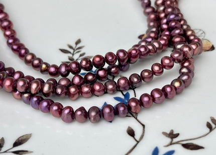 4.5-5 mm Potato Freshwater Pearl Cranberry Pink Color Genuine Cultured Freshwater Pearl Beads #650