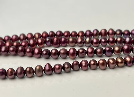 4.5-5 mm Potato Freshwater Pearl Cranberry Pink Color Genuine Cultured Freshwater Pearl Beads #650
