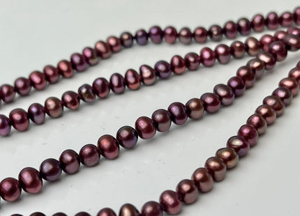 4.5-5 mm Potato Freshwater Pearl Cranberry Pink Color Genuine Cultured Freshwater Pearl Beads #650