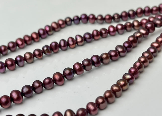 4.5-5 mm Potato Freshwater Pearl Cranberry Pink Color Genuine Cultured Freshwater Pearl Beads #650
