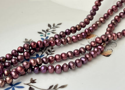 4.5-5 mm Potato Freshwater Pearl Cranberry Pink Color Genuine Cultured Freshwater Pearl Beads #650
