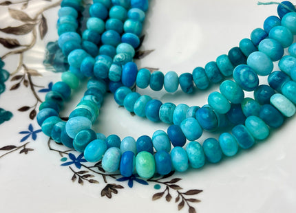 6-11mm Smooth Rondelle Multi Turquoise Blue Green Opal Large Hole Gemstone Beads Hole Size 1.0mm Genuine Peruvian Opal 8 Inches Strand #4367