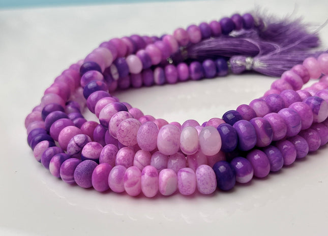 5-9 mm Smooth Rondelle Multi Purple Pink Opal Large Hole Gemstone Beads Hole Size 1.0mm Genuine Peruvian Opal 8 Inches Strand #4368