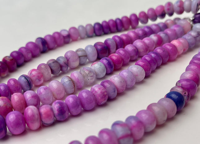 5-10 mm Smooth Rondelle Multi Blue Purple Opal Large Hole Gemstone Beads Hole Size 1.0mm Genuine Peruvian Opal 8 Inches Strand #4369