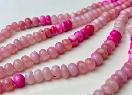 6-11 mm Smooth Rondelle Multi Pink Color Opal Gemstone Beads Genuine Natural Peruvian Blue Opal 8 Inches Strand #4372