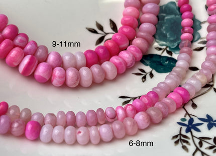 6-11 mm Smooth Rondelle Multi Pink Color Opal Gemstone Beads Genuine Natural Peruvian Blue Opal 8 Inches Strand #4372