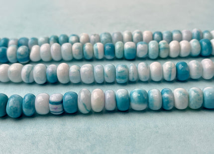5-9 mm Smooth Rondelle Multi Blue Color Opal Gemstone Beads Genuine Natural Peruvian Blue Opal 8 Inches Strand #4376
