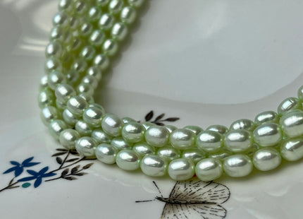 6x7 mm AA Rice Oval Freshwater Pearl Beads Lime Green Color Genuine Smooth Freshwater Pearl Beads #P2380