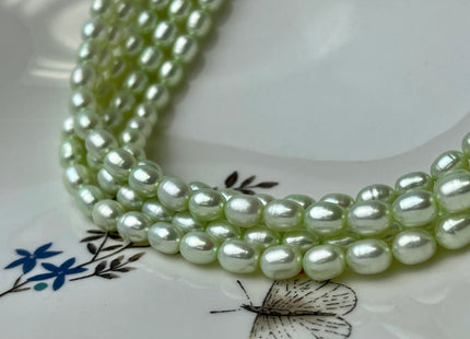6x7 mm AA Rice Oval Freshwater Pearl Beads Lime Green Color Genuine Smooth Freshwater Pearl Beads #P2380