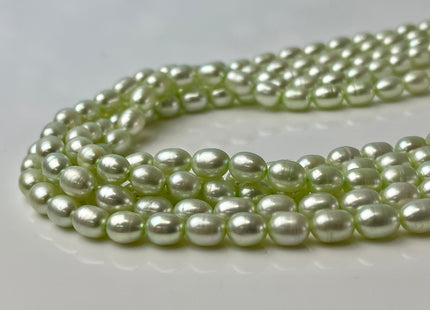 6x7 mm AA Rice Oval Freshwater Pearl Beads Lime Green Color Genuine Smooth Freshwater Pearl Beads #P2380
