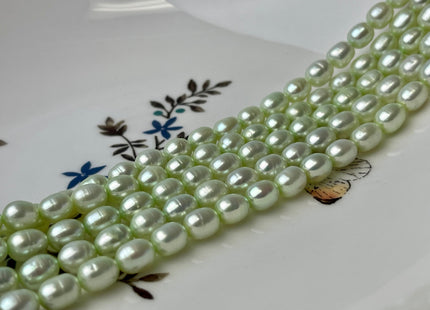 6x7 mm AA Rice Oval Freshwater Pearl Beads Lime Green Color Genuine Smooth Freshwater Pearl Beads #P2380