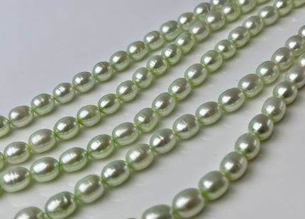 6x7 mm AA Rice Oval Freshwater Pearl Beads Lime Green Color Genuine Smooth Freshwater Pearl Beads #P2380