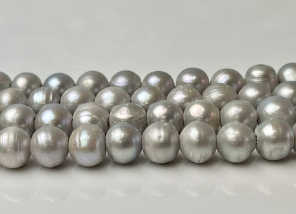 11-12 mm Large Hole Potato White Peacock and Silver/Gary Freshwater Pearl Beads 2mm Hole, Natural Cultured Freshwater Pearls #42