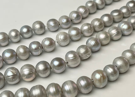11-12 mm Large Hole Potato White Peacock and Silver/Gary Freshwater Pearl Beads 2mm Hole, Natural Cultured Freshwater Pearls #42