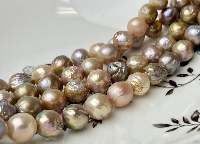 11-12 mm AA Natural Mauve Pink Color Baroque Freshwater Pearl Genuine Mauve Color With Avocado Gold Sheen Baroque Pearls 32 Beads #P2379