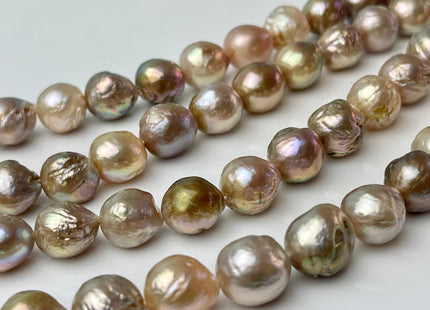 11-12 mm AA Natural Mauve Pink Color Baroque Freshwater Pearl Genuine Mauve Color With Avocado Gold Sheen Baroque Pearls 32 Beads #P2379