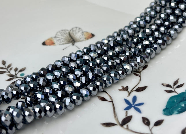 4.5x6 mm AAA Faceted Rondelle Terahertz Gemstone Beads Top Quality Micro Faceted Terahertz Gemstone Loose Beads #2458