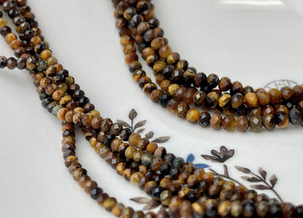 2x3 mm 3x4 mm AAA Natural Color Faceted Rondelle Tiger Eye Gemstone Beads Top Quality Faceted Yellow Tiger Eye Loose Beads #2412