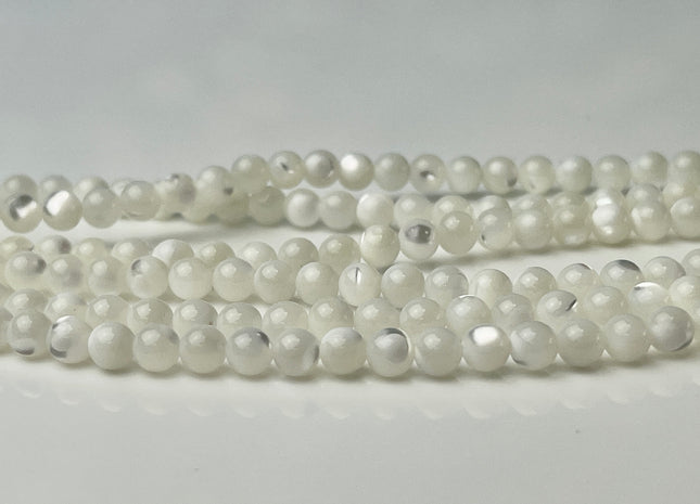 2mm 4mm 6mm 8mm 10mm Smooth Round Natural Mother of Pearl Gemstone Beads Genuine MOP Gemstones Loose Beads 15.5 Inches Strand #4328