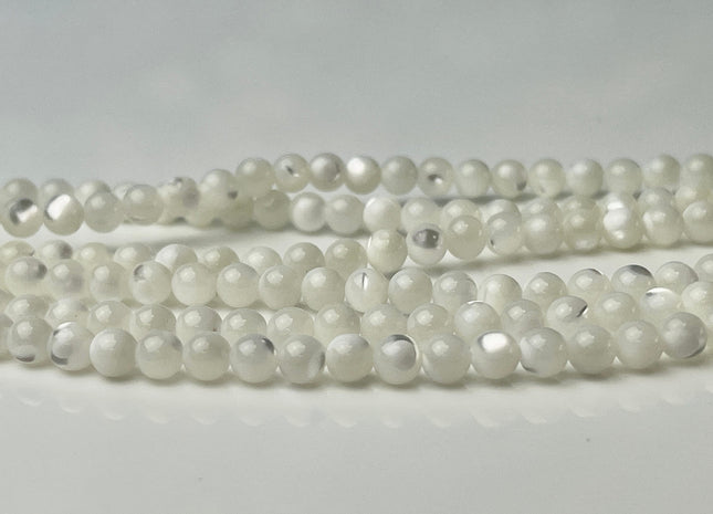 2mm 4mm 6mm 8mm 10mm Smooth Round Natural Mother of Pearl Gemstone Beads Genuine MOP Gemstones Loose Beads 15.5 Inches Strand #4328