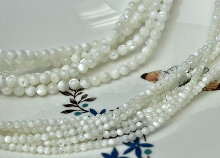 2mm 4mm 6mm 8mm 10mm Smooth Round Natural Mother of Pearl Gemstone Beads Genuine MOP Gemstones Loose Beads 15.5 Inches Strand #4328