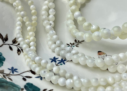 2mm 4mm 6mm 8mm 10mm Smooth Round Natural Mother of Pearl Gemstone Beads Genuine MOP Gemstones Loose Beads 15.5 Inches Strand #4328