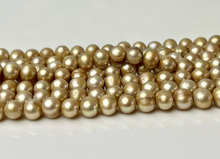 6.5-7 mm Beige Champagne Color Potato Freshwater Pearl Beads Genuine Gold Freshwater Pearls B Grade #P2355