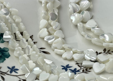 6mm 8mm 10mm 12mm Heart Shape Natural Mother of Pearl Gemstone Beads Genuine MOP Gemstones Loose Beads 15.5 Inches Strand #4329