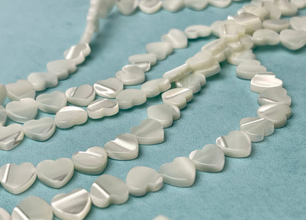 6mm 8mm 10mm 12mm Heart Shape Natural Mother of Pearl Gemstone Beads Genuine MOP Gemstones Loose Beads 15.5 Inches Strand #4329