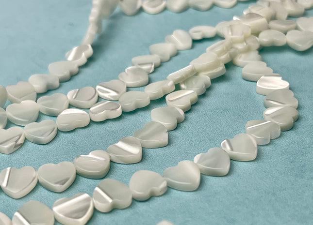 6mm 8mm 10mm 12mm Heart Shape Natural Mother of Pearl Gemstone Beads Genuine MOP Gemstones Loose Beads 15.5 Inches Strand #4329