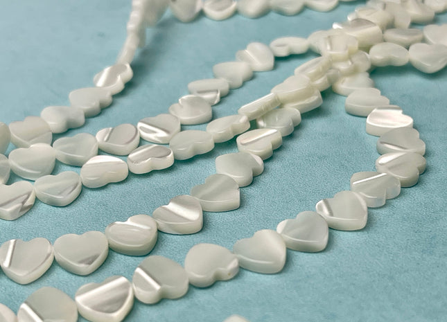 6mm 8mm 10mm 12mm Heart Shape Natural Mother of Pearl Gemstone Beads Genuine MOP Gemstones Loose Beads 15.5 Inches Strand #4329