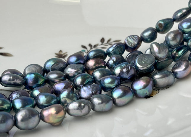 8-9x11 mm AA Peacock Rice Nugget Freshwater Pearls, Genuine Peacock Nugget Freshwater Pearls #1327