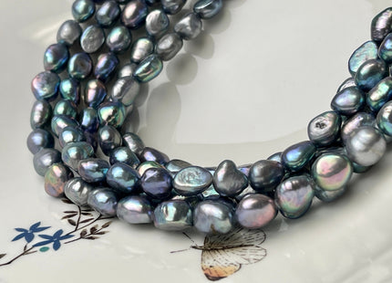 8-9x11 mm AA Peacock Rice Nugget Freshwater Pearls, Genuine Peacock Nugget Freshwater Pearls #1327