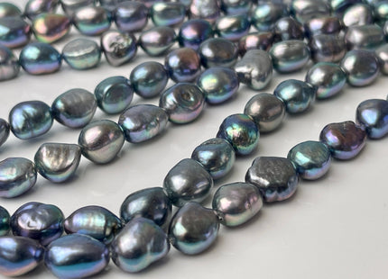 8-9x11 mm AA Peacock Rice Nugget Freshwater Pearls, Genuine Peacock Nugget Freshwater Pearls #1327