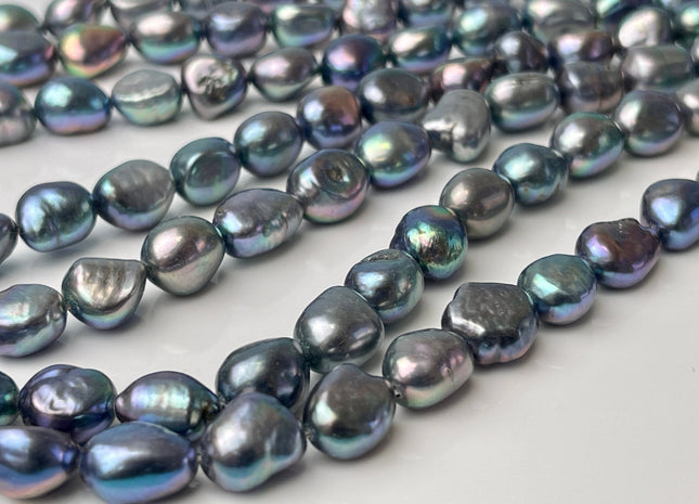 8-9x11 mm AA Peacock Rice Nugget Freshwater Pearls, Genuine Peacock Nugget Freshwater Pearls #1327