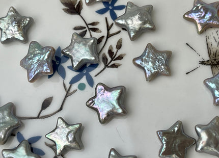 3 Pieces 11-12 mm AAA Rare Gray Star Flower Shape Freshwater Pearl Genuine High Luster Limited Edition Beads #P2365