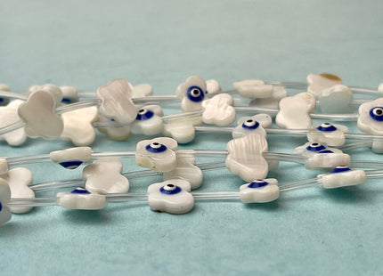 10 Pieces 10-11 mm Evil Eye Butterfly Shape Natural Mother of Pearl Blue Eye Gemstones Beads Genuine MOP Gemstones Loose Beads #4332