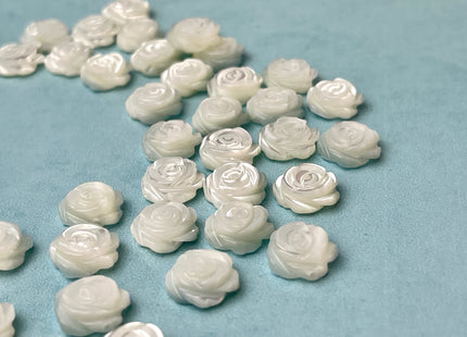 5 Pieces 8mm 10mm 12mm Rose Flower Shape Natural Mother of Pearl Gemstones Beads Genuine MOP Gemstones Loose Beads #4333