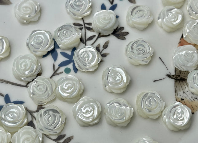 5 Pieces 8mm 10mm 12mm Rose Flower Shape Natural Mother of Pearl Gemstones Beads Genuine MOP Gemstones Loose Beads #4333