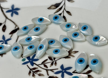 5 Pieces 8mm 12mm 14mm 18mm Blue Evil Eye Shape Natural Mother of Pearl Evil Eye Gemstones Beads Genuine MOP Gemstones Loose Beads #4337