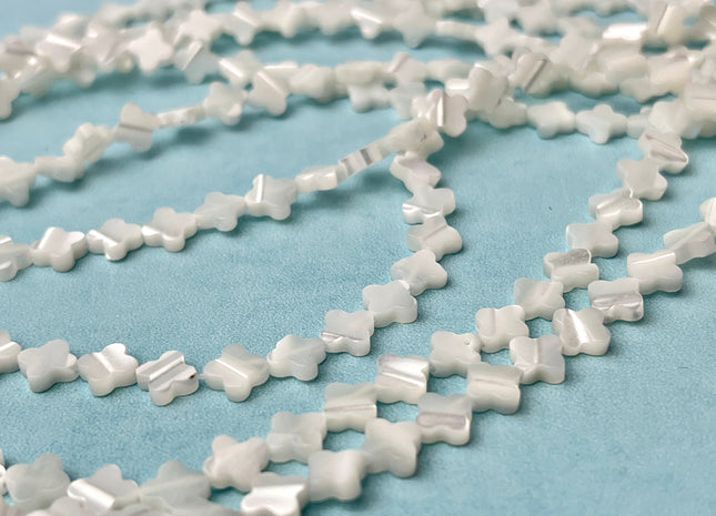 6mm 8mm 10mm 12mm Four Leaf Clover Shape Natural Mother of Pearl Gemstone Beads Genuine MOP Gemstones Loose Beads 15.5 Inches Strand #4330