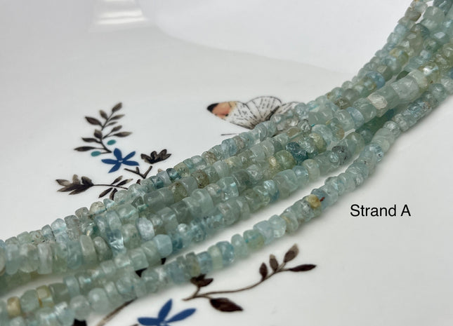 4-5 mm Natural Blue Aquamarine Smooth Heishi Tyre Gemstone Beads 13 Inches Strand #4339